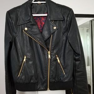 Free People Faux Leather Moto Jacket, size Small